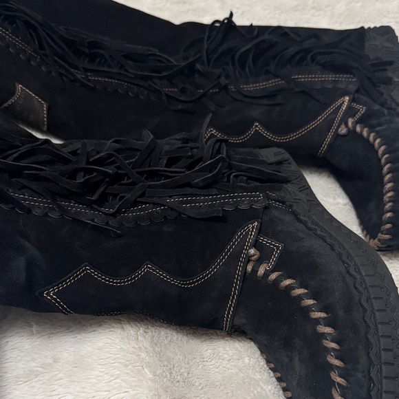 El Vaquero Coleen Silverstone Carbon Fringe Suede Boots - 39 - Picture 13 of 15